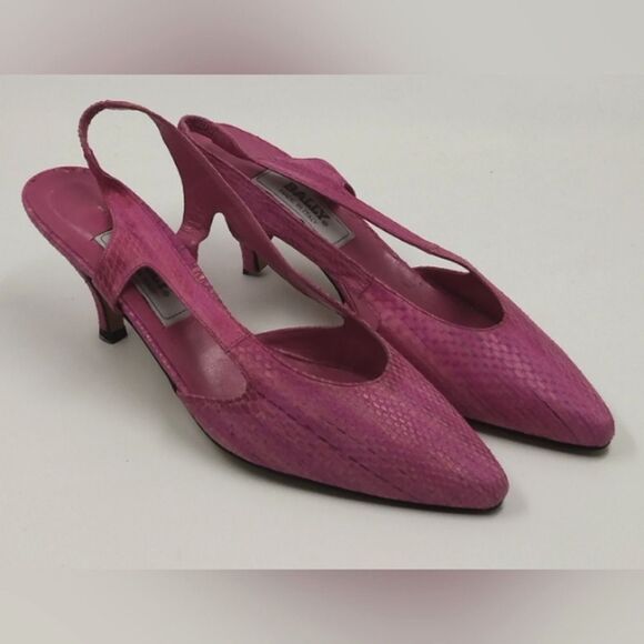 Bally of Switzerland Vintage Pink Leather Slingback Shoe's Kitten Heels  11AA - Picture 15 of 15
